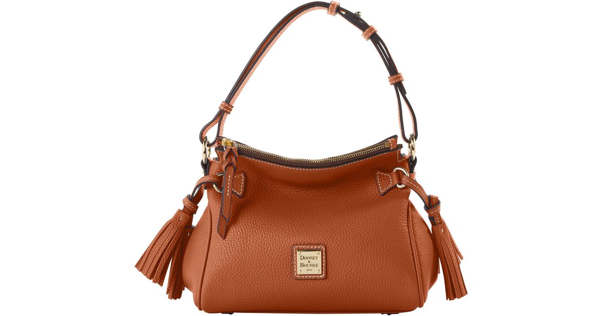 Dooney & Bourke Leather Pebble Grain Tassel Shoulder Bag in Caramel