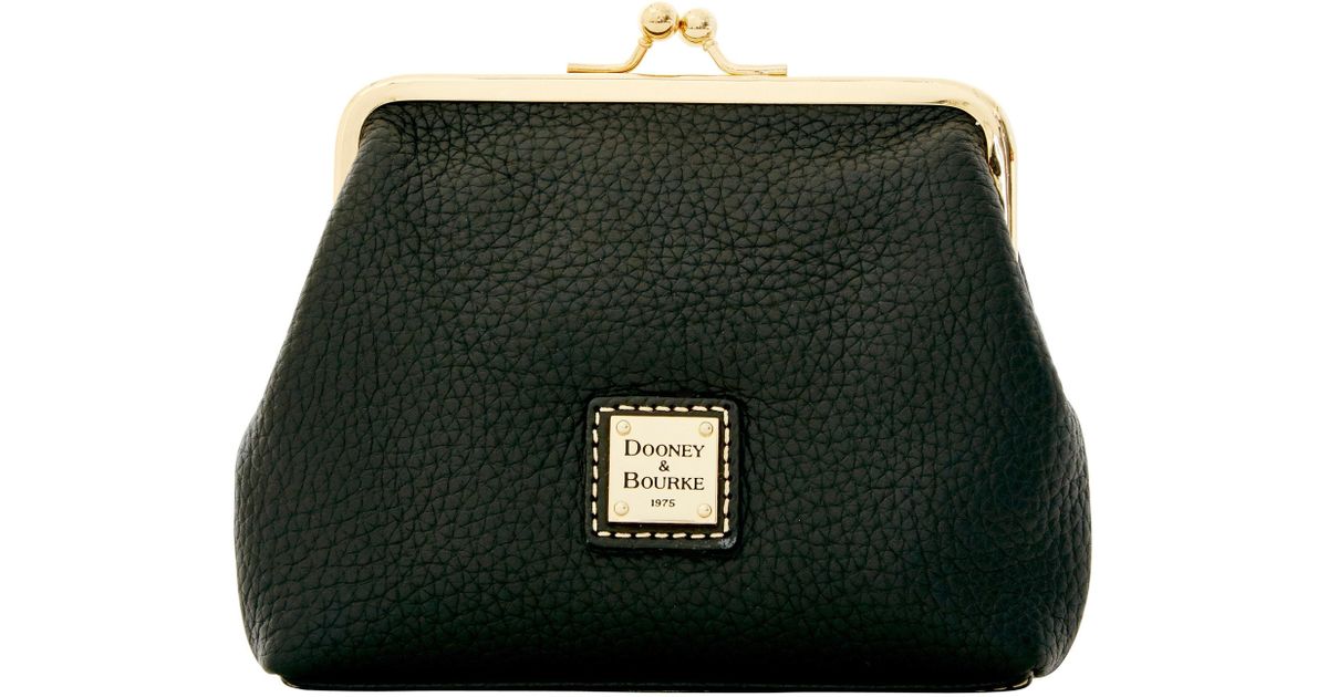Dooney & Bourke Leather Pebble Grain Large Framed Purse in Black Black