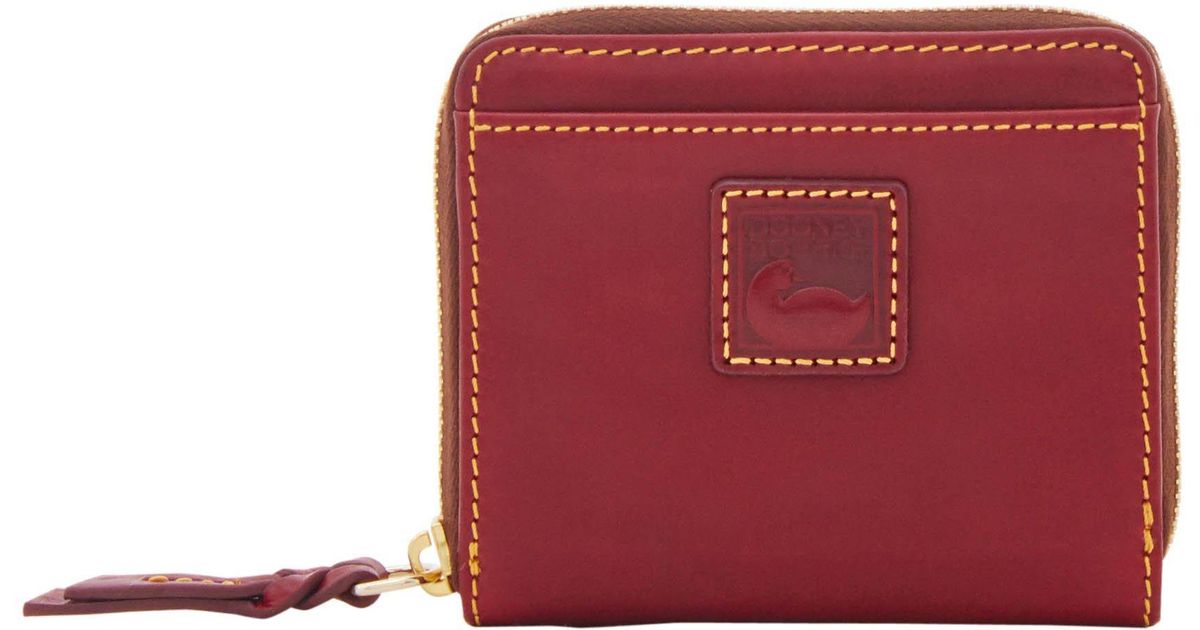 Dooney & Bourke Leather Florentine Small Zip Around Wallet in Pale Blue