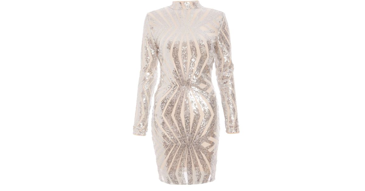 quiz white and silver sequin dress