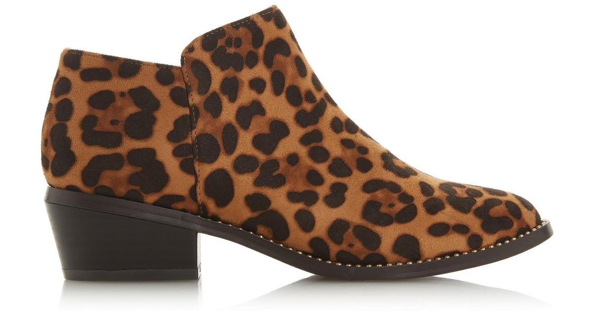 dune leopard ankle boots