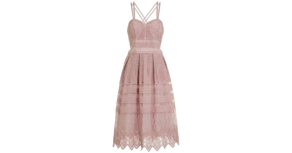 chi chi london mink crochet midi skater dress