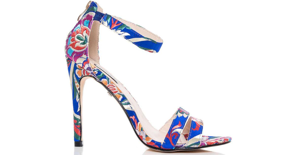 blue floral high heels