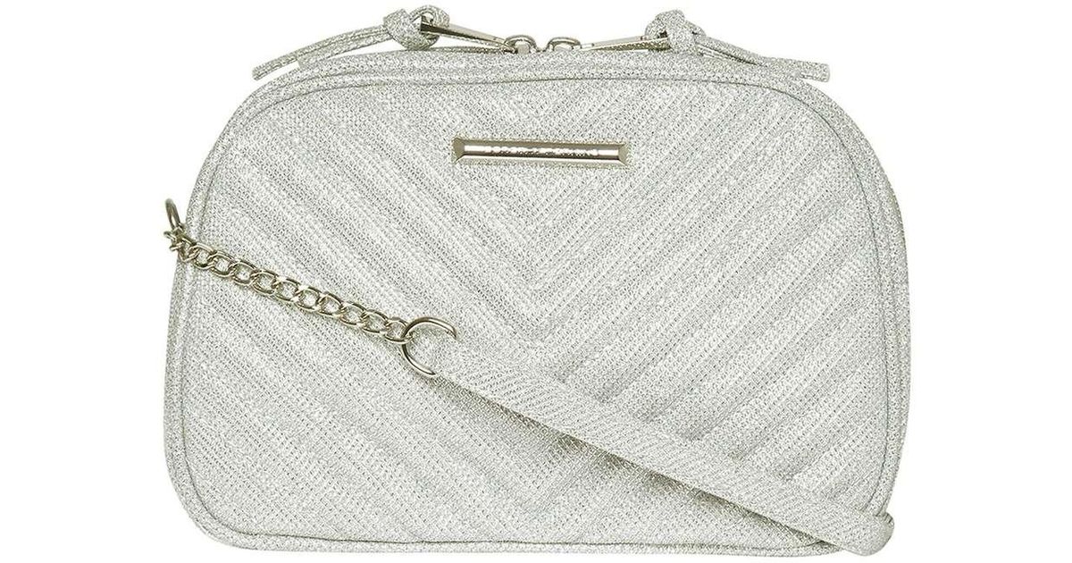 Lyst Dorothy Perkins Silver Glitter Camera Bag In Metallic