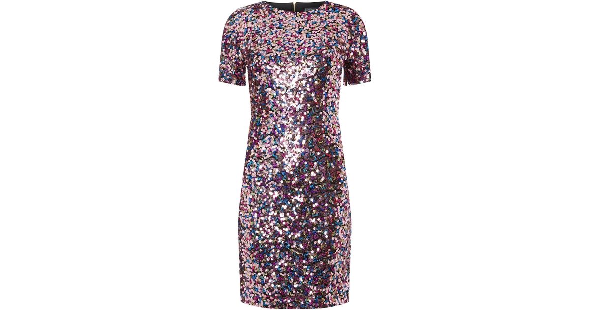pink sequin shift dress
