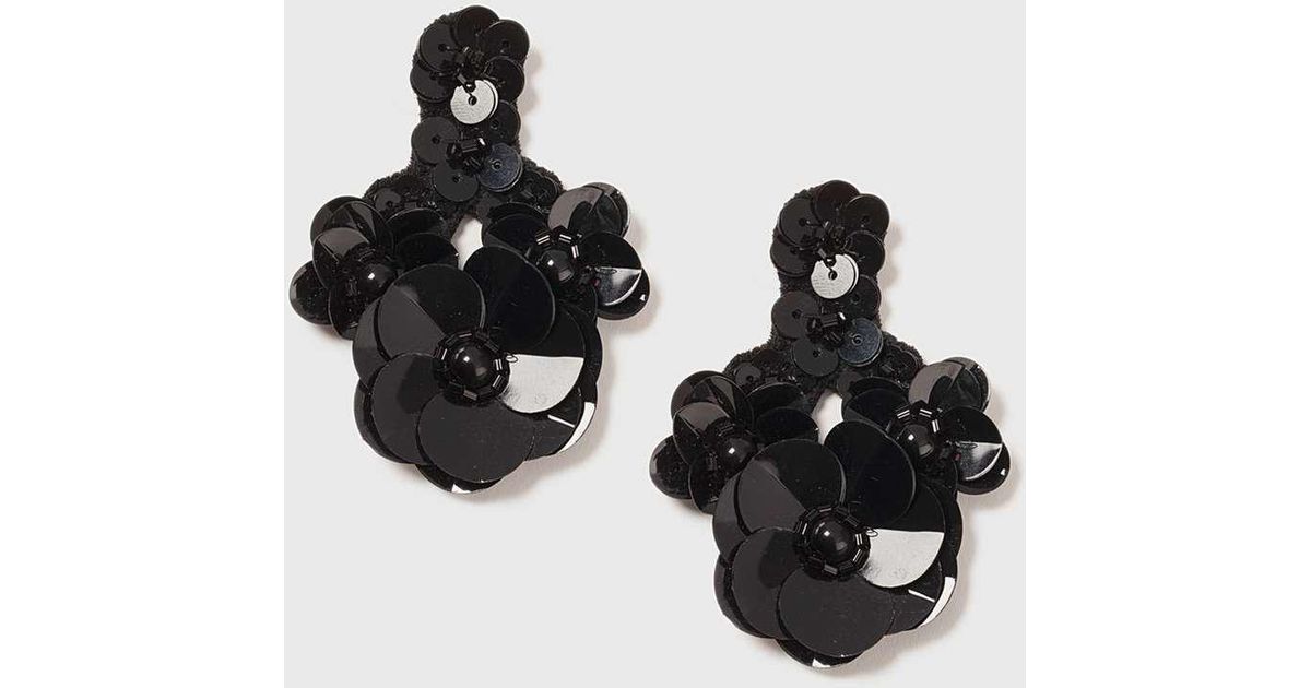 Lyst Dorothy Perkins Black Sequin Flower Earrings In Red