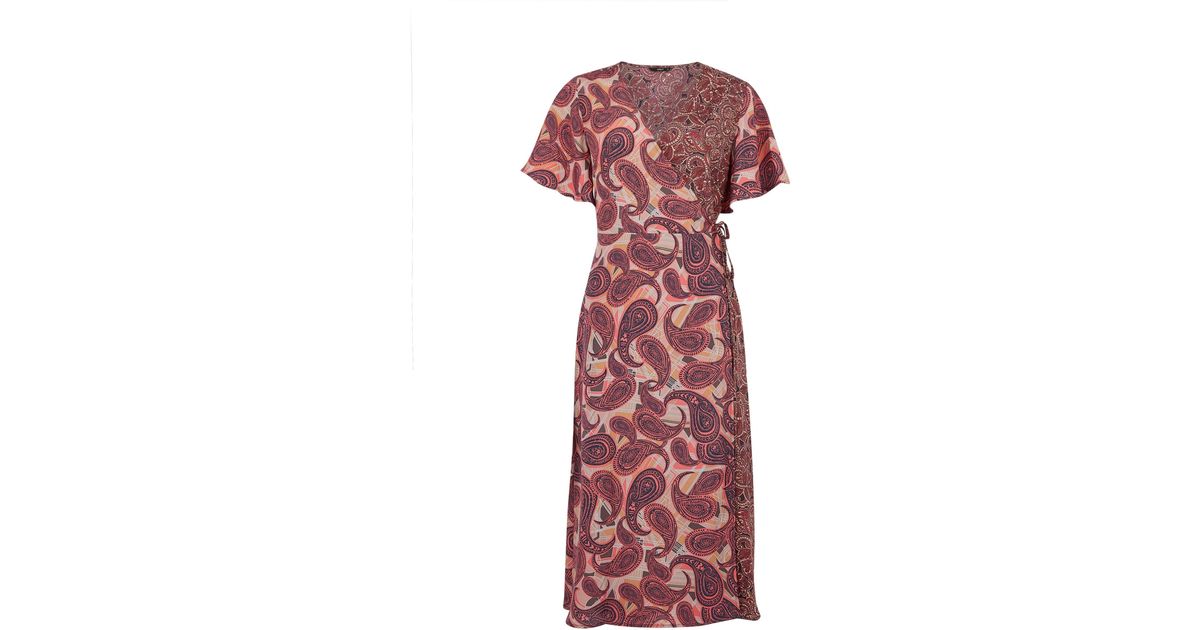 paisley print wrap dress