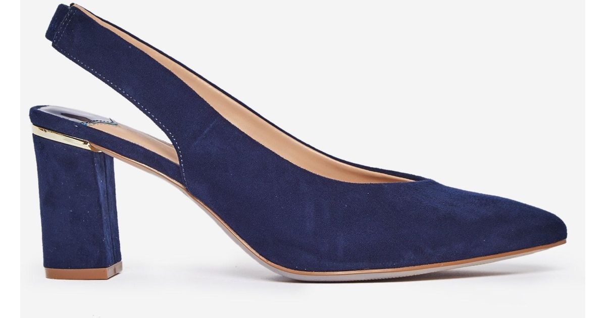 wide fit navy sling back shoes