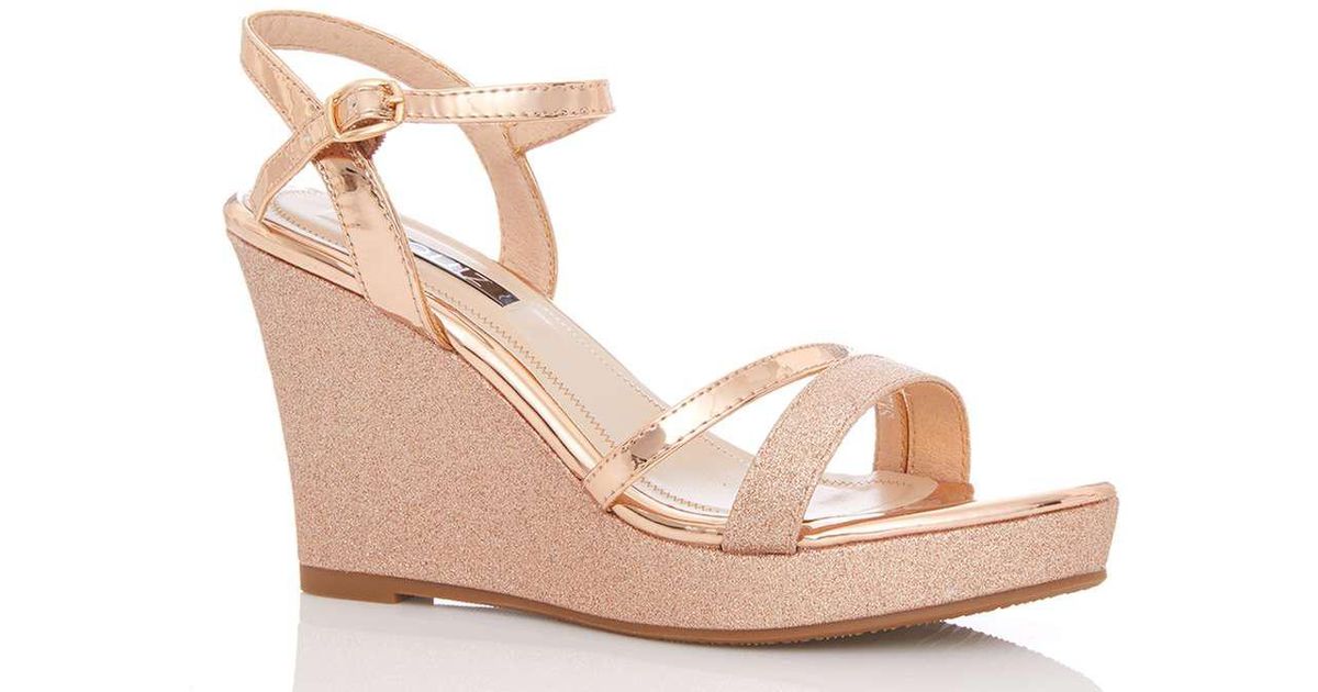 quiz rose gold wedges