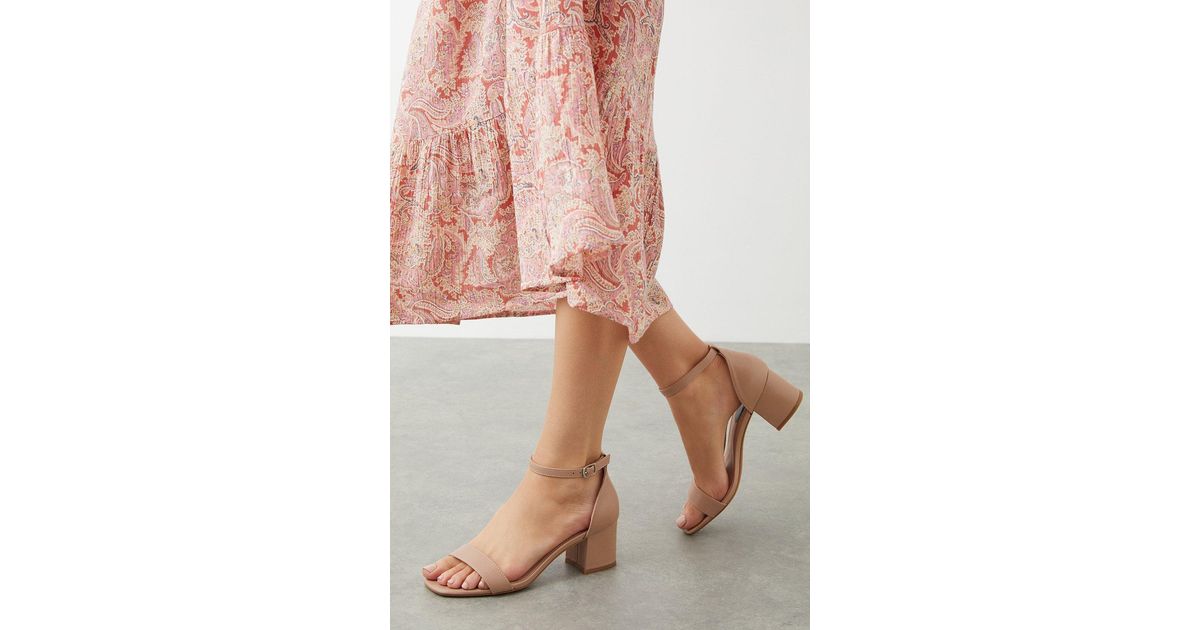 Dorothy Perkins Pink Sammy Low Block Barely There Heels