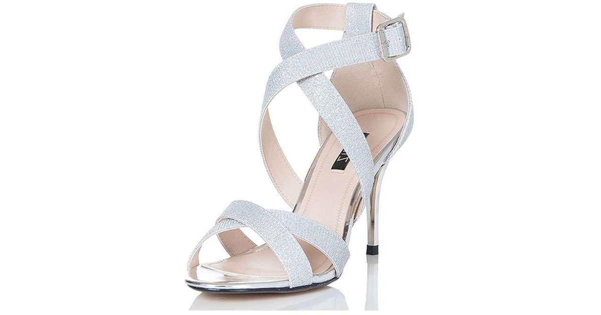 silver strappy mid heels