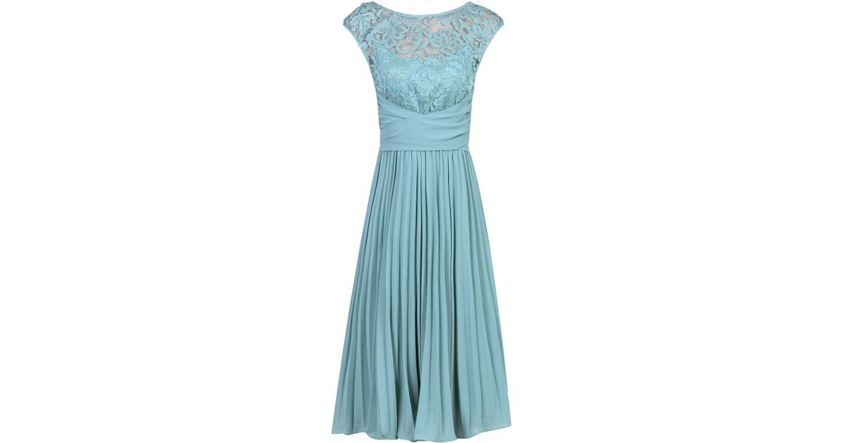 jolie moi duck egg blue lace dress