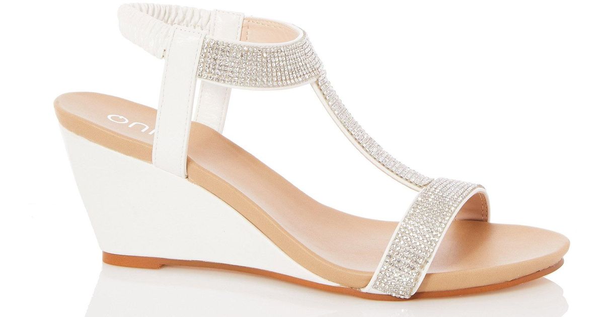 white diamante wedges