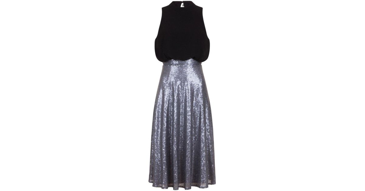 silver sequin skater dress