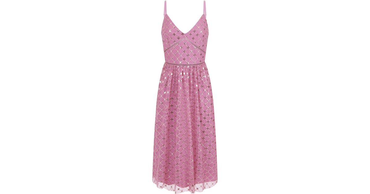 dusky pink sequin dress