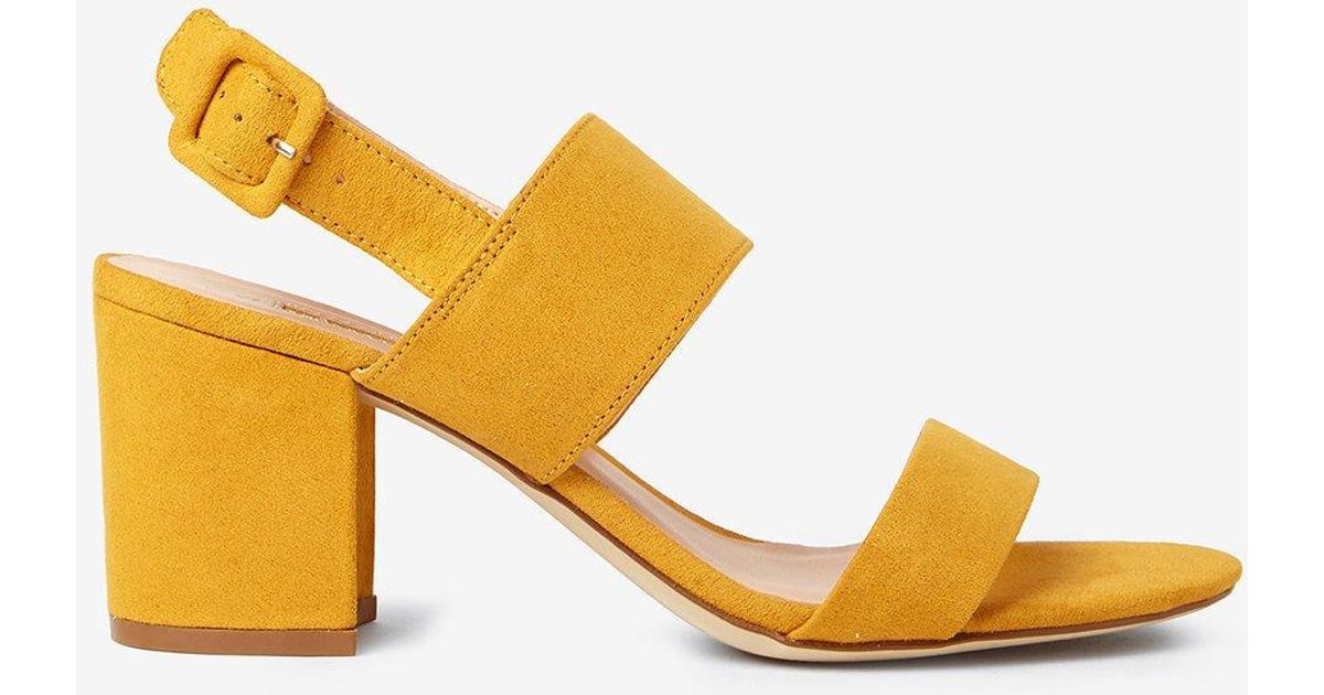 mustard block heels