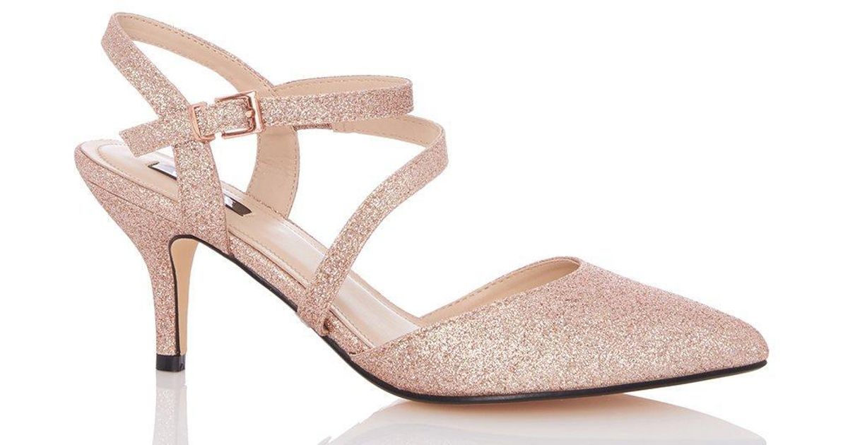 rose gold court shoes mid heel