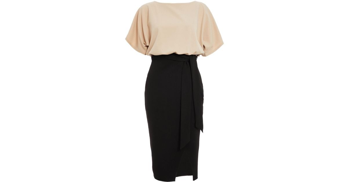 quiz black batwing belted dress