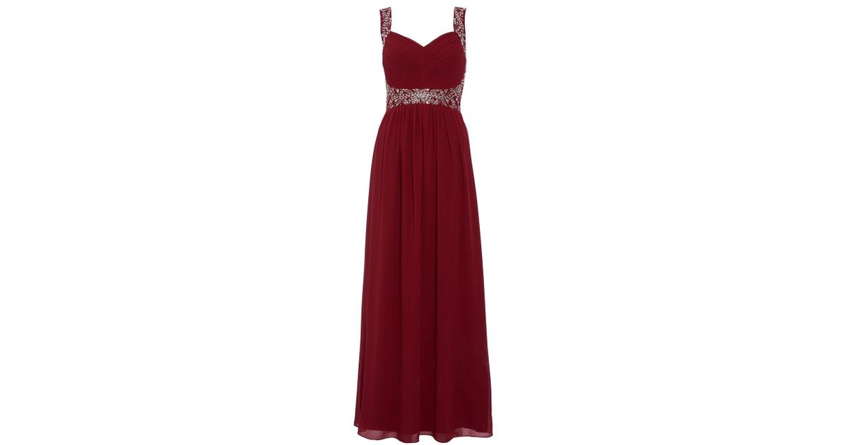 quiz raspberry red embroidered dress