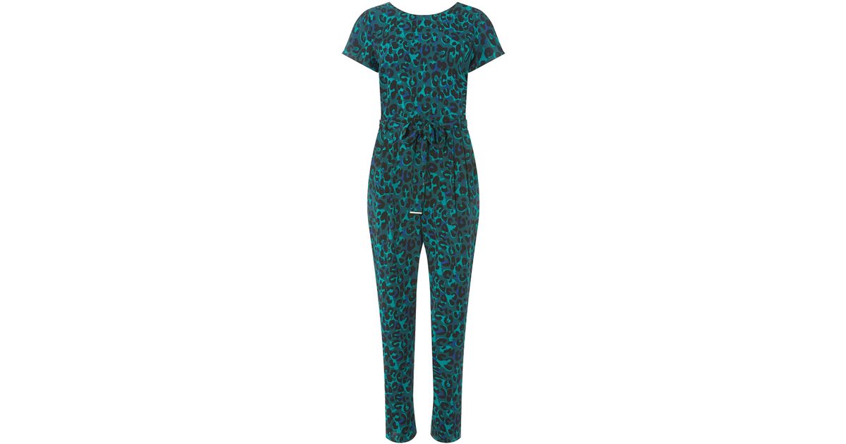 dorothy perkins green animal print jumpsuit