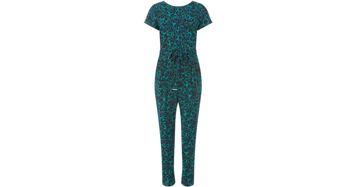 dorothy perkins green animal print jumpsuit