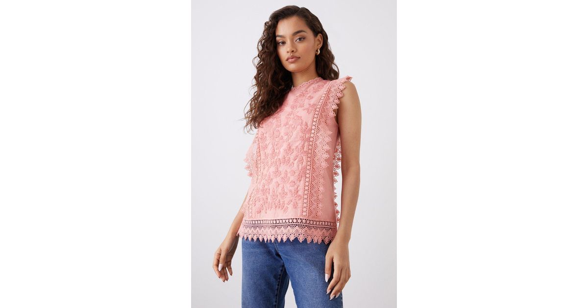 Dorothy Perkins Petite Embroidered Shell Top | Lyst UK