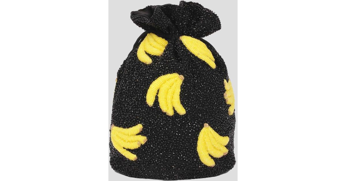 Ganni Synthetic Handbeaded Banana Purse in Black Lyst