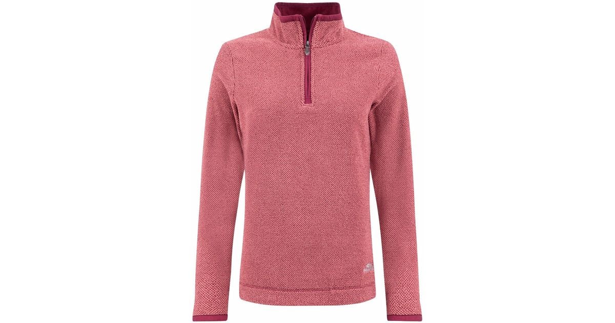 Weird Fish Ladies Sarah Textured Quarter Zip Fleece Top (Garnet) in