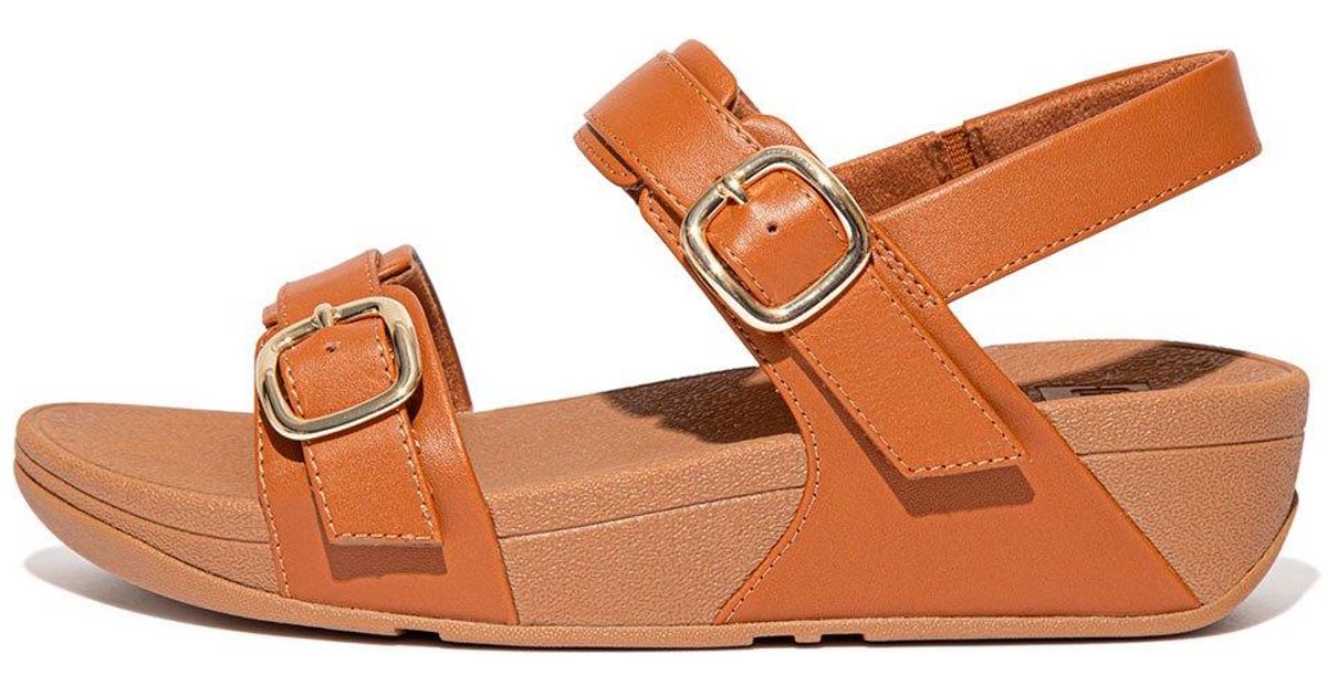 Fitflop Lulu Adjustable Leather Backstrap Sandals in Light Tan