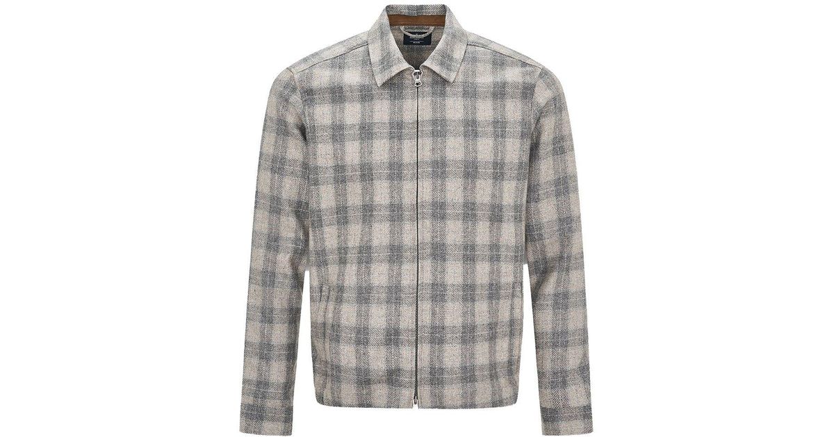 Hackett Wool Check Overshirt Long Sleeve Shirt in Grey / Tan (Gray) for Men | Lyst