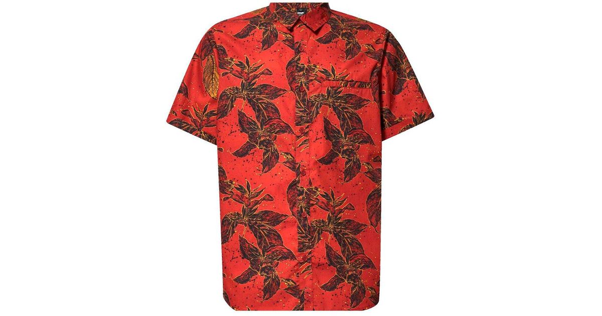 Oakley Cotton Montecito Button Down Short Sleeve Shirt in Red for 