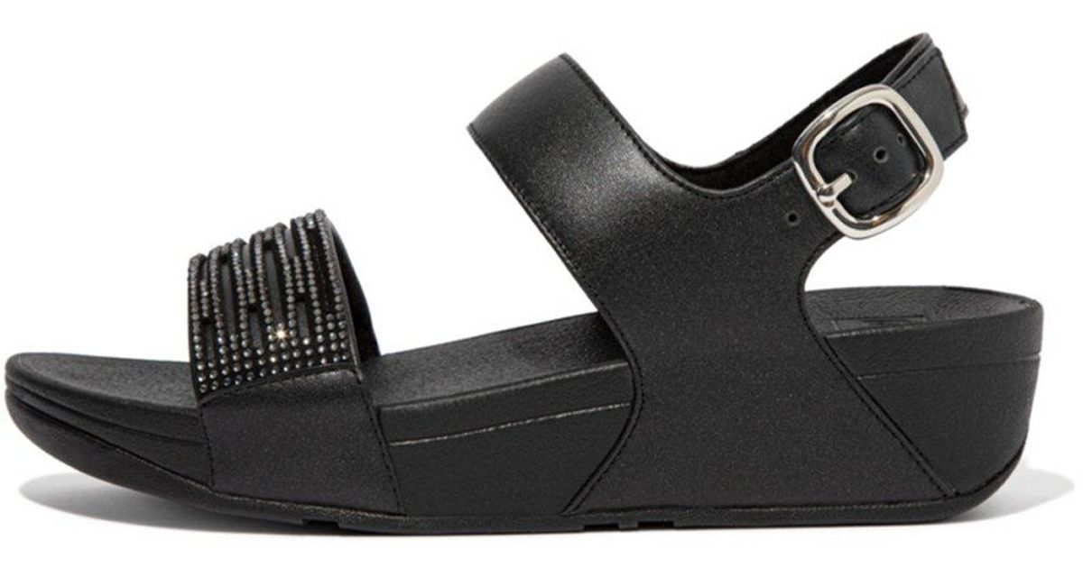 Fitflop Lulu Lasercrystal Leather Back-strap Sandals in Black | Lyst