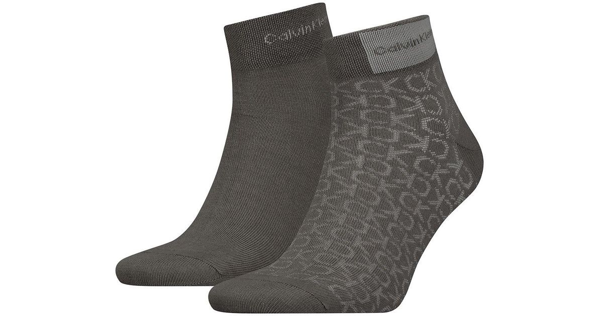 Calvin Klein Badge Quarter Socks 2 Pairs in Gray for Men Lyst