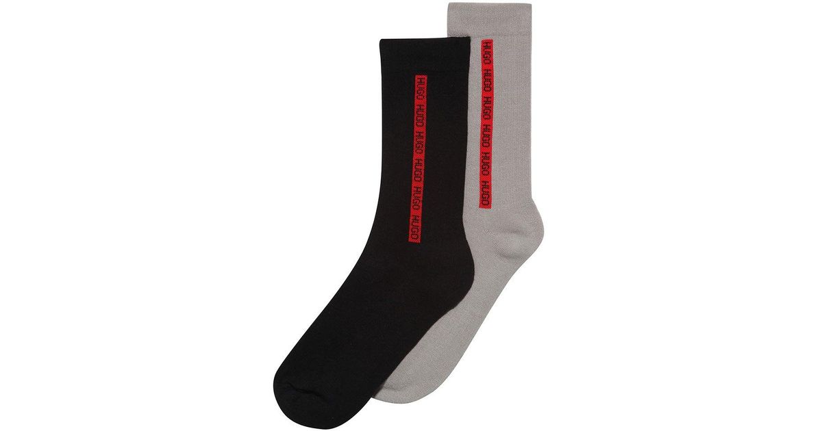 HUGO Rs Rib Tape Cc Socks 2 Pairs in Gray for Men | Lyst