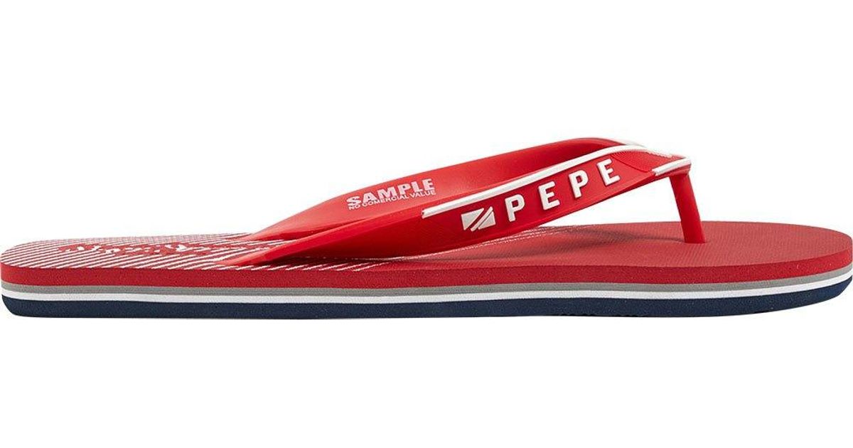 Pepe Jeans Pool Flip Flops in Red for Men | Lyst