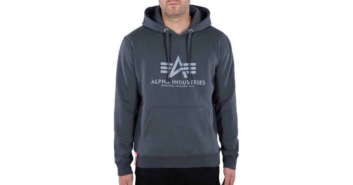 Alpha Industries Basic Reflective Print Hoodie in Blue for Men | Lyst