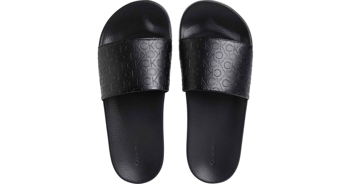 Calvin Klein Pool Slide Mono Mix Slides in Black Lyst