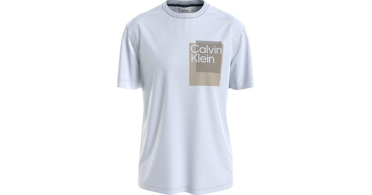 Calvin Klein T-shirt Box Logo Blue Sleeve in Short Overlay Lyst for | Men