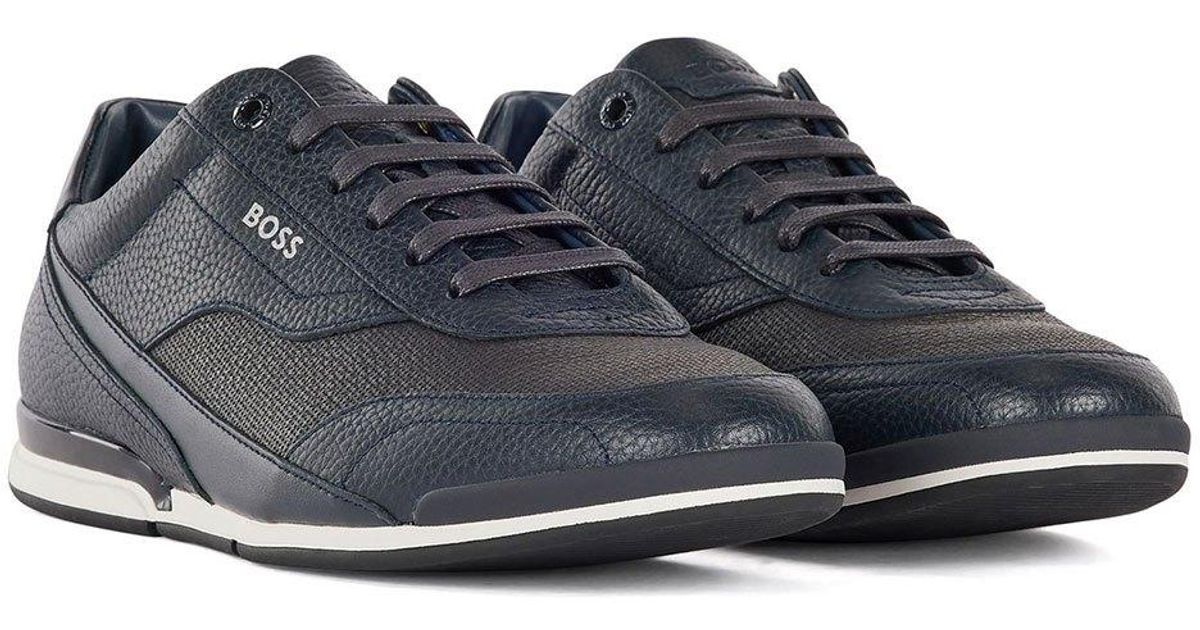 BOSS by HUGO BOSS Saturn Lowp Tbpf2 Trainers in Dark Blue (Blue) for ...