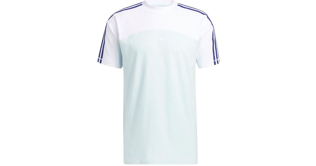 adidas Originals Cotton Blocked 3 Stripes Short Sleeve T-shirt in White for  Men | Lyst