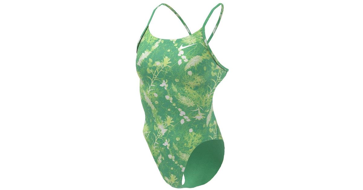 Nike Cut Out Swimsuit in Green | Lyst