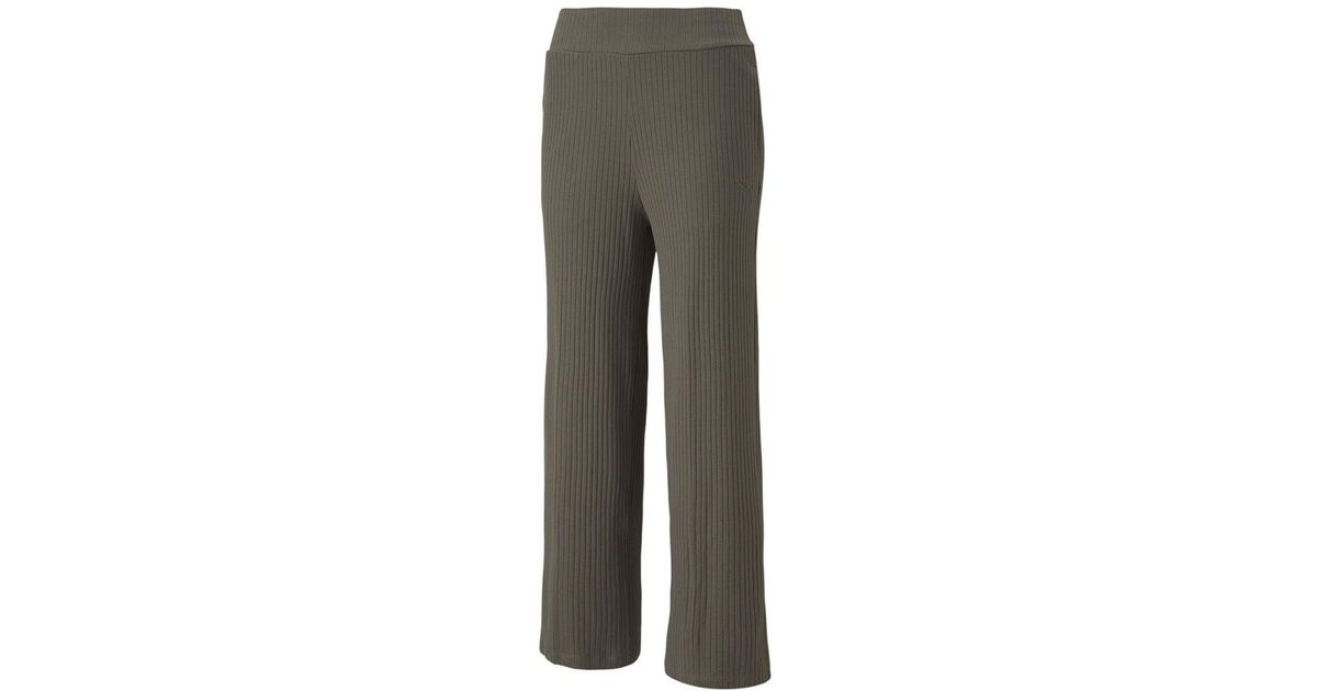 PUMA Her Ribbed Wide Pants in Gray | Lyst