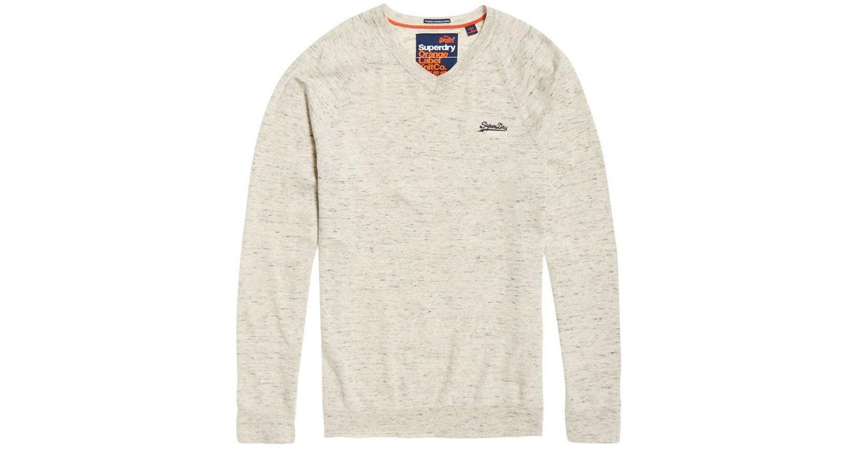 Superdry Uperdry Orange Label Cotton Vee Weater in White for Men | Lyst
