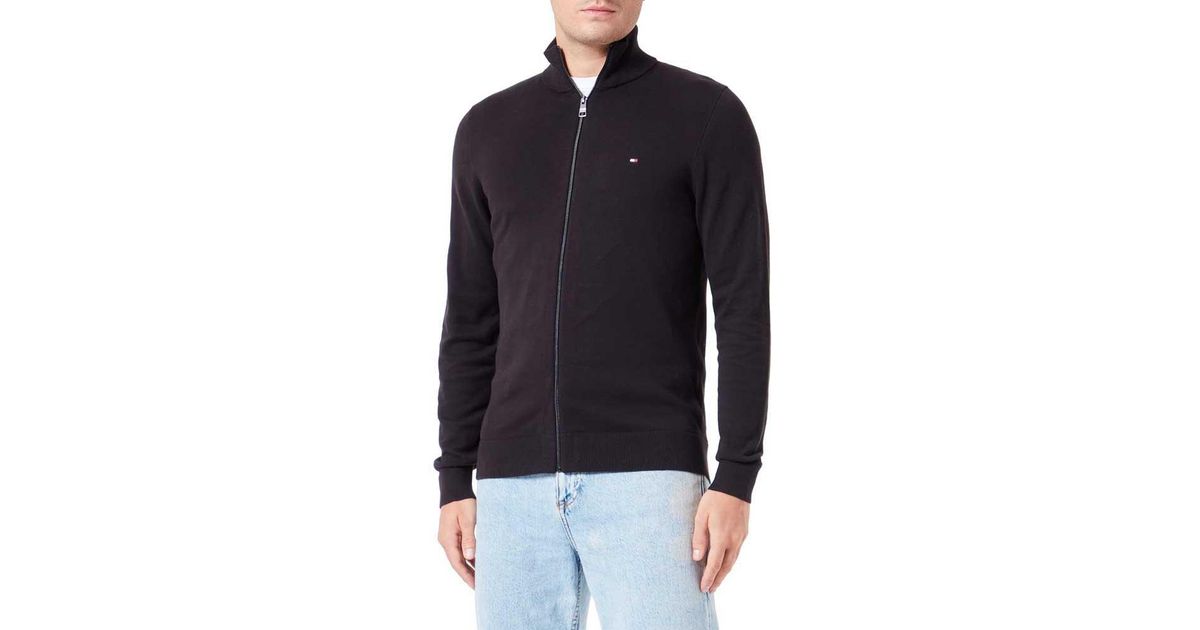 Tommy Hilfiger Claic Through Full Zip Weater Man in Black for Men | Lyst