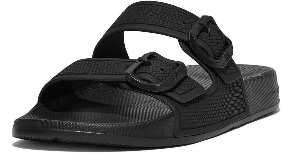 Fitflop Iqushion Two-bar Buckle Slides in Black | Lyst