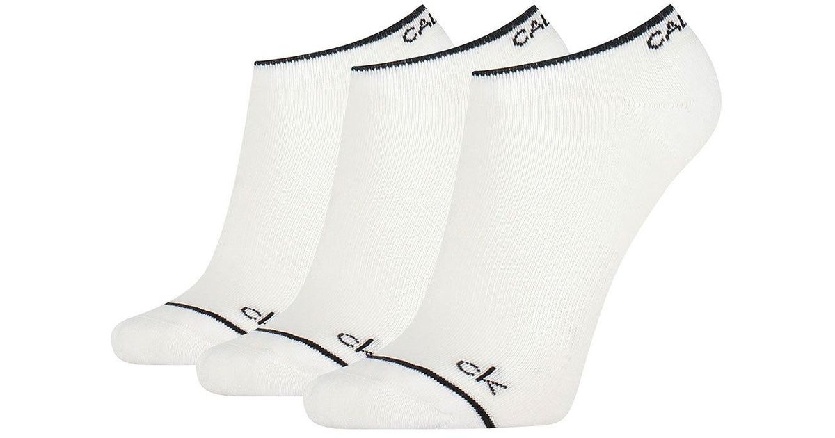 Calvin Klein No Show Athleisure Reese Socks 3 Pairs in White | Lyst