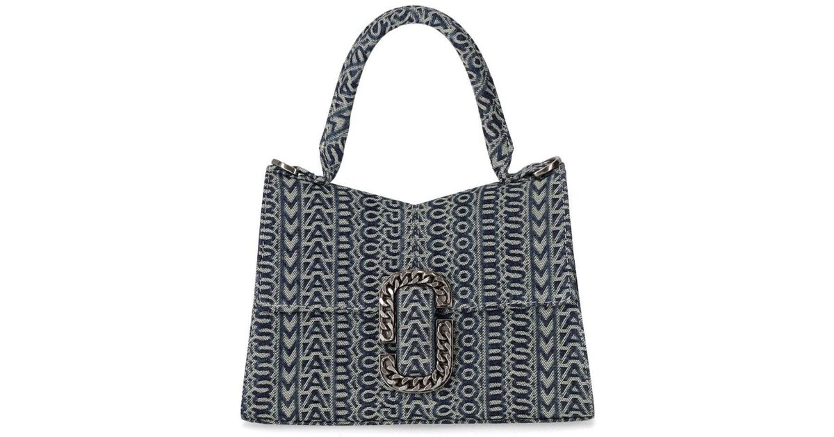 Marc Jacobs The Washed Monogram Denim St. Marc Handbag in Black | Lyst