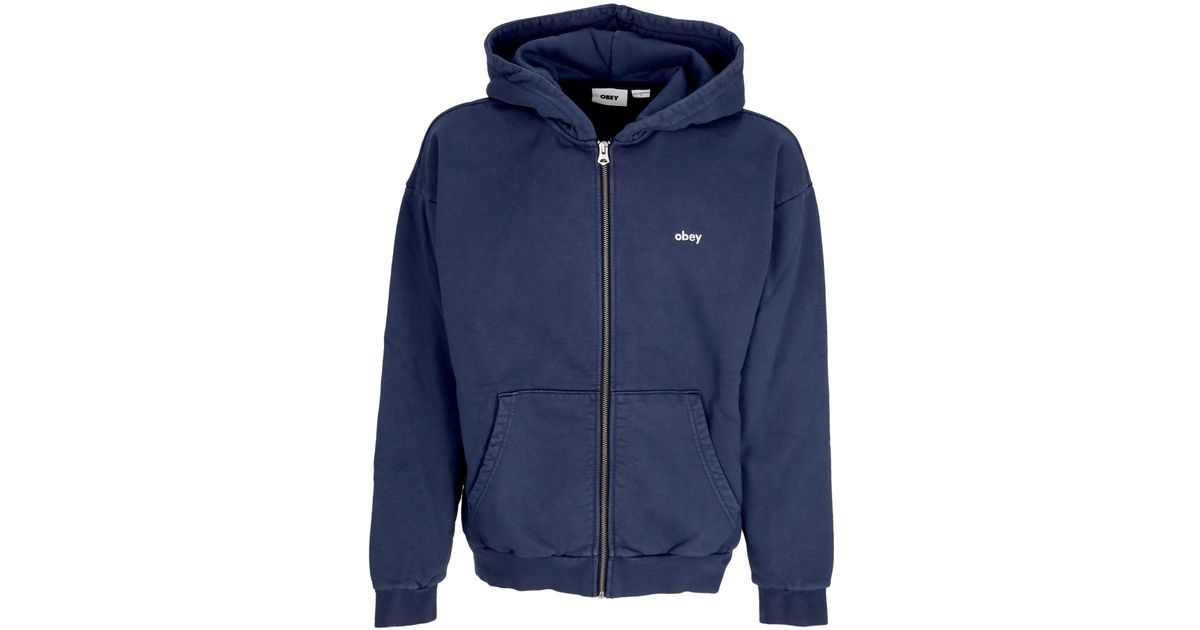 Obey Zip Hoodie Lowercase Pigment Zip Hoodie Fleece in Blue for 