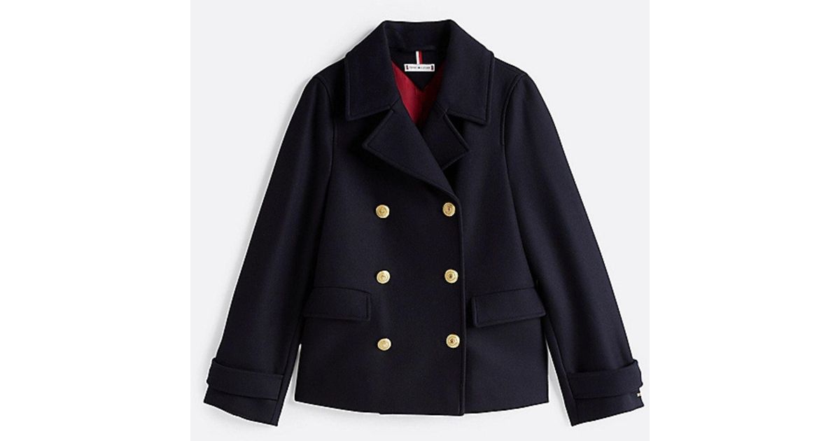 Tommy Hilfiger Wool Blend Db Peacoat in Blue | Lyst Tommy Hilfiger Blue Wool Blend Db Peacoat