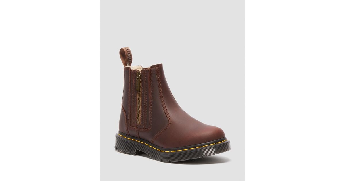 Dr. Martens Leather 2976 Alyson W/zips Chelsea Boots in Brown | Lyst